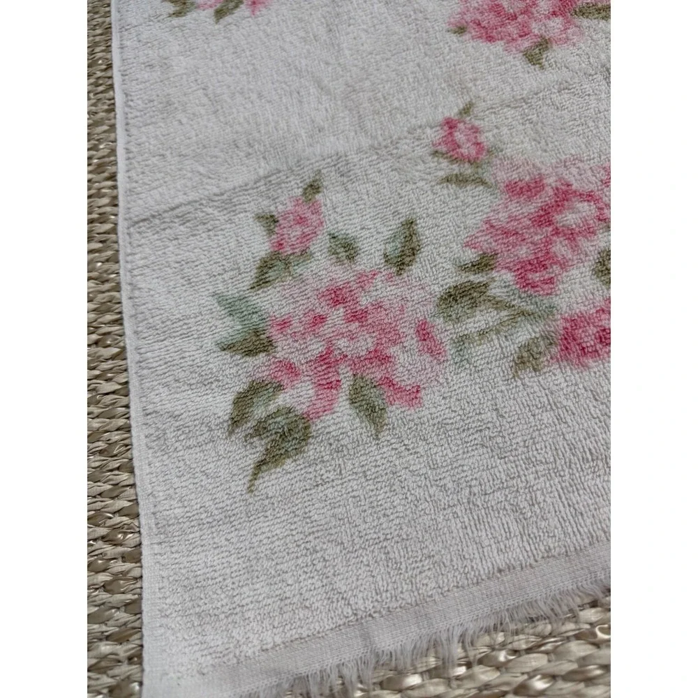 Vintage Royal Terry of California Pink Rose Floral Cotton Hand Towel cottagecore